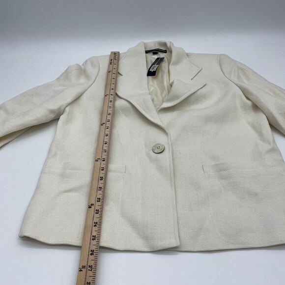 New LINDA ALLARD ELLEN TRACY Blazer Size 6 Cream Linen Oversized Summer Jacket - Picture 8 of 9